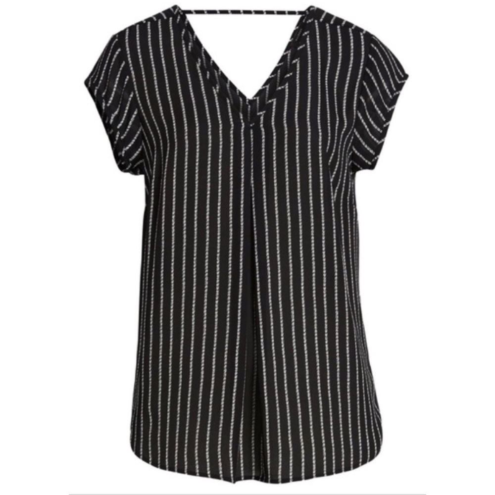 Halogen Black & White Double V Neck Tank Top
